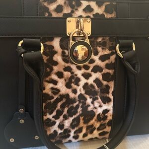 Leopard Print Black Tote Bag